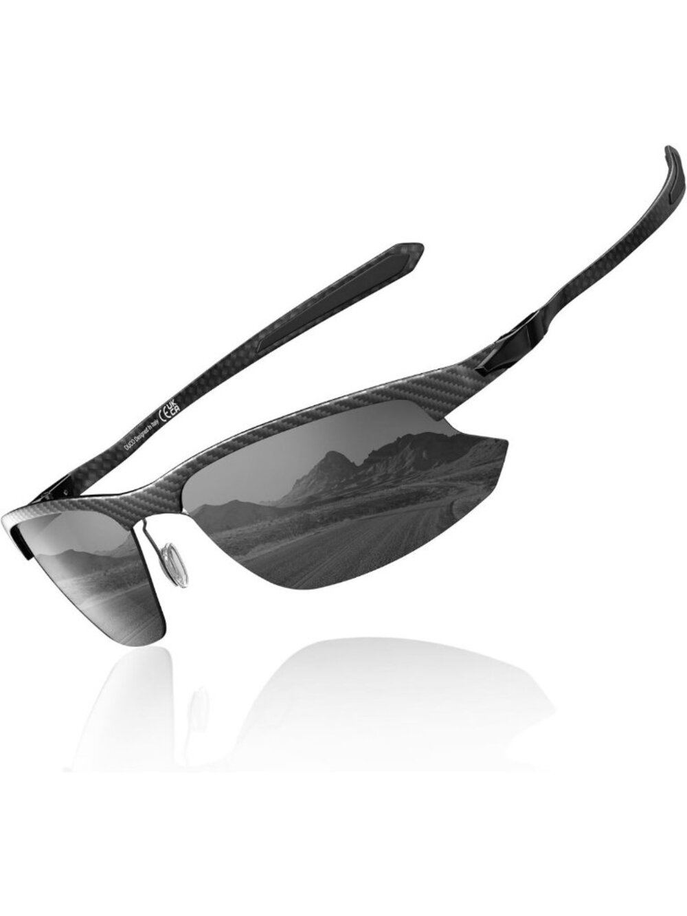 Stylish Polarized Wrap-Around Sunglasses for Men - Lightweight Carbon Fiber